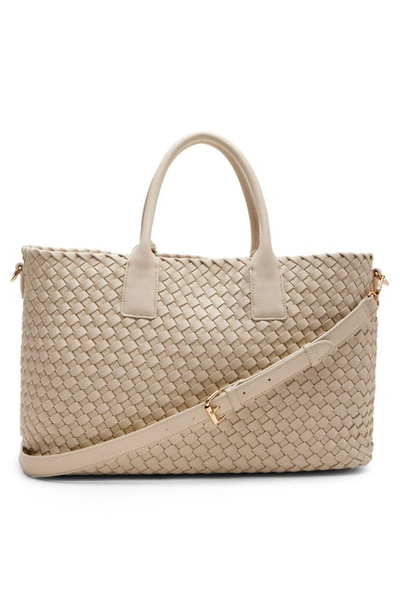 Shop Anne Klein Large Woven Tote In Chalk