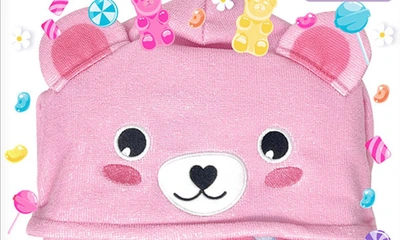 Shop Hot Focus Kids' Hooded Gummy Bear Beach & Bath Towel Set In Pink Multi