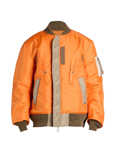 Shop Sacai Men's Reversible Twill Bomber Jacket In Orange