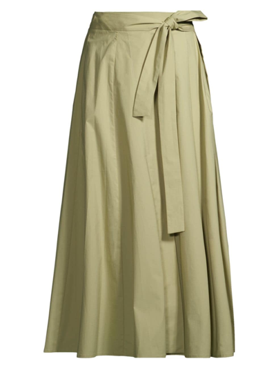 Shop Rosso35 Women's Poplin Wrap Midi-skirt In Tan