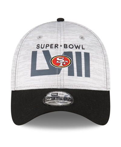 New Era Men's  Heather Gray, Black San Francisco 49ers Super Bowl Lviii 39thirty Flex Fit Hat In Heather Gray,black
