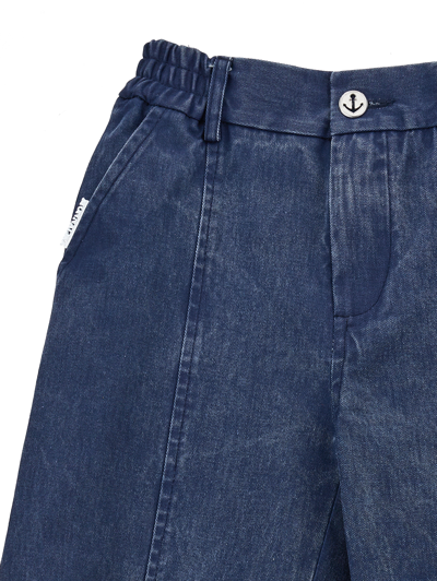 Monnalisa Faded Cloth Bermuda Shorts In Blu Stone Denim