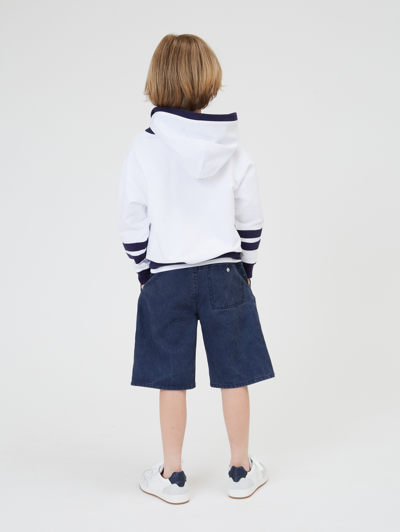 Monnalisa Faded Cloth Bermuda Shorts In Blu Stone Denim