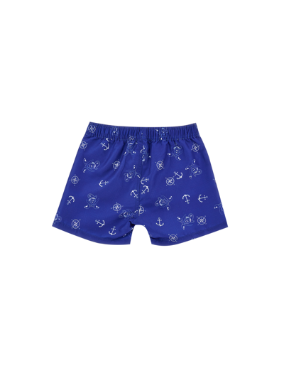Monnalisa Marine Print Beach Bermuda Shorts In Navy Blue
