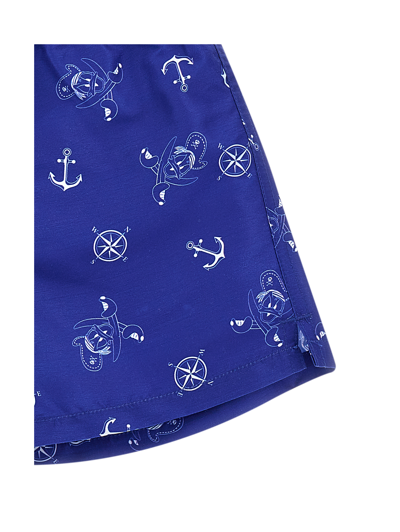 Monnalisa Marine Print Beach Bermuda Shorts In Navy Blue