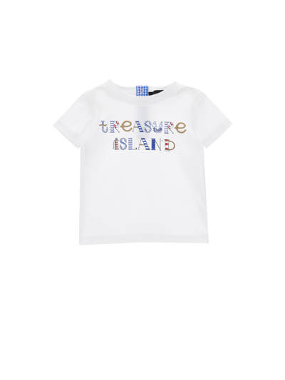 Shop Monnalisa Treasure Island Jersey T-shirt In White