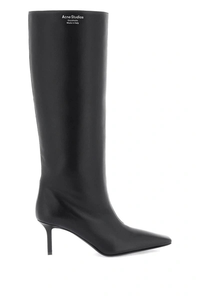 Shop Acne Studios Leather Boots With Tapered Toe. In Black