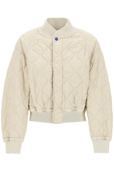Shop Burberry Quilted Bomber Jacket In Neutro