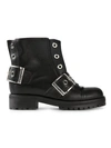 Alexander Mcqueen Black Leather New 39s Wolf Biker Boots