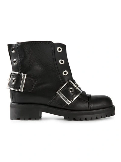 Alexander Mcqueen Black Leather New 39s Wolf Biker Boots