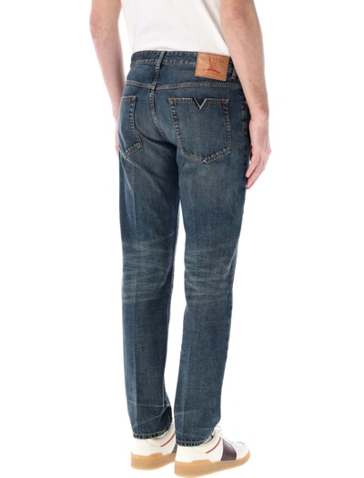 Shop Valentino Garavani Slim Denim Jeans In Dark Blue Wash