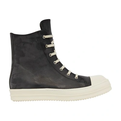 Shop Rick Owens Leather Sneakers In Black_milk_milk