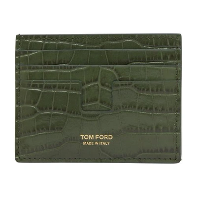 Shop Tom Ford Printed Croc T Line Cardholder In Rifle_green