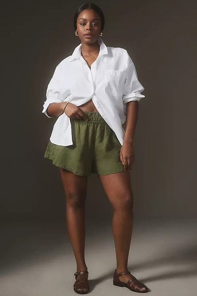 Shop The Somerset Collection By Anthropologie The Somerset Shorts: Linen Edition In Green