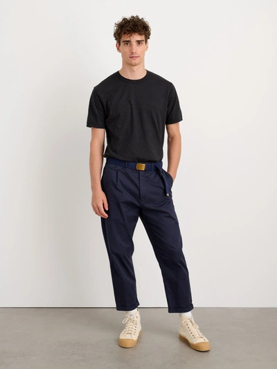 Shop Alex Mill Standard Pleated Pant In Chino In Dark Navy