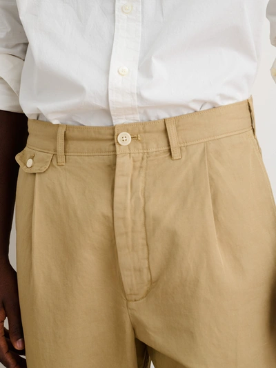 Shop Alex Mill Standard Pleated Pant In Cotton Linen In Khaki