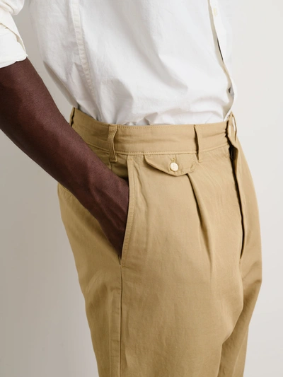 Shop Alex Mill Standard Pleated Pant In Cotton Linen In Khaki
