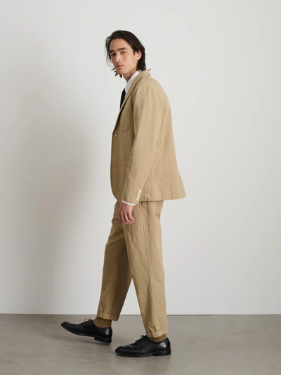 Shop Alex Mill Standard Pleated Pant In Cotton Linen In Khaki