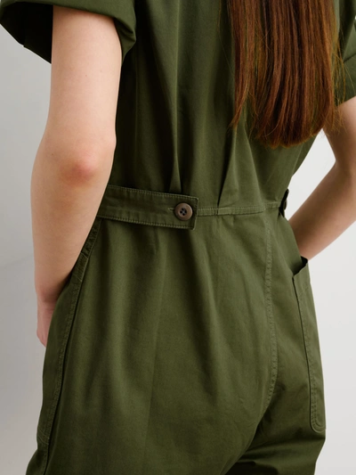 Shop Alex Mill Standard Short Jumpsuit In Cotton Twill In Army Green