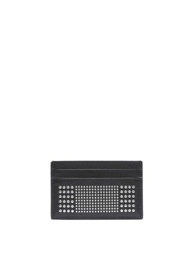 Shop Alexander Mcqueen Studded Cards Holder In Black