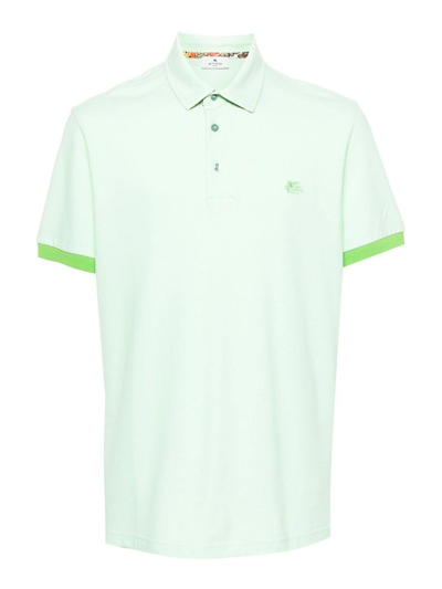 Shop Etro Paisley Print Polo Shirt In Green