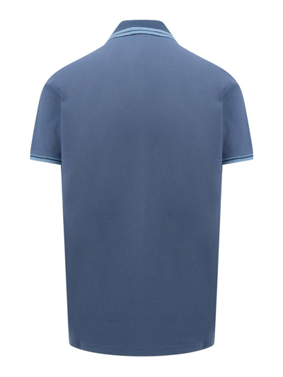 Shop Etro Cotton Polo Shirt With Pegaso Embroidery In Blue
