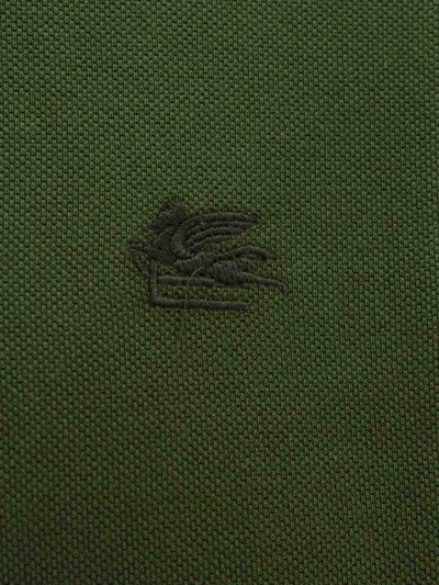 Shop Etro Cotton Polo Shirt With Pegaso Embroidery In Green