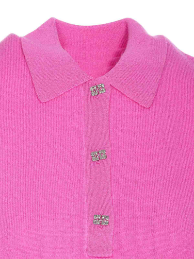 Shop Ganni Cashmere Polo Vest In Multicolour