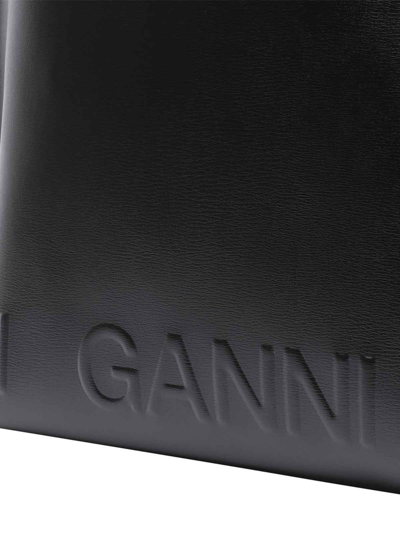 Shop Ganni Banner Medium Tote In Black