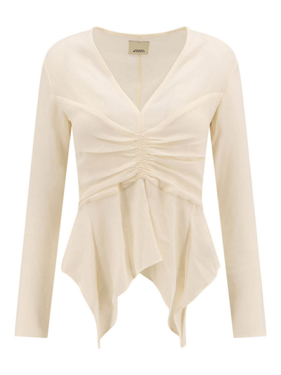 Shop Isabel Marant Top With Front Drapery In White