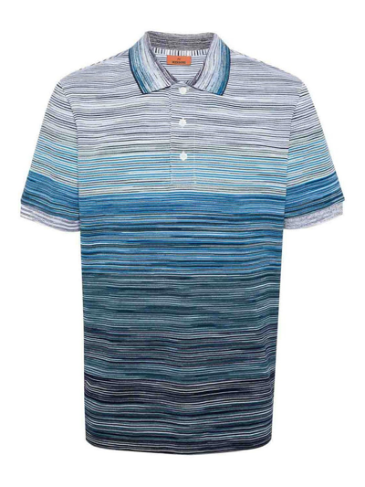 Shop Missoni Tie-dye Print Cotton Polo Shirt In Blue