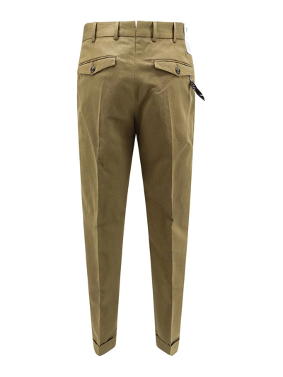 Shop Pt Torino Cotton And Linen Trouser In Green