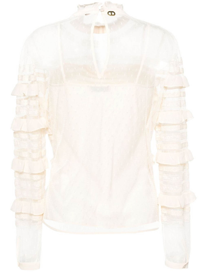 Shop Twinset Floral Lace Blouse In White