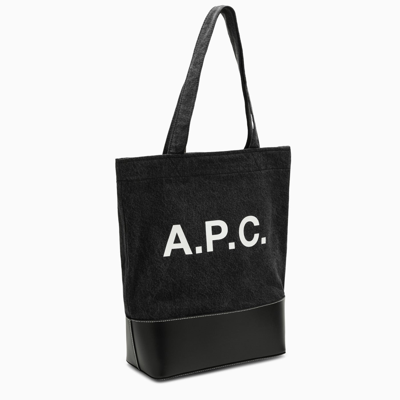 Shop Apc A.p.c. Medium Axel Black Cotton Tote Bag With Logo