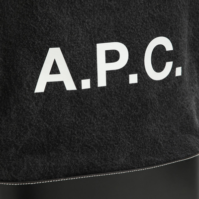 Shop Apc A.p.c. Medium Axel Black Cotton Tote Bag With Logo
