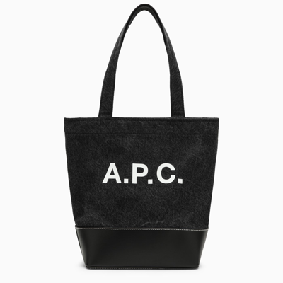 Shop Apc A.p.c. Small Axel Black Cotton Tote Bag With Logo