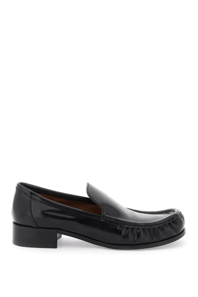 Shop Acne Studios Glossy Leather Loafers