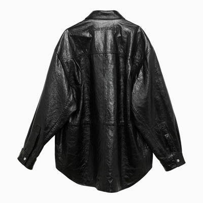 Shop Acne Studios Black Leather Shirt