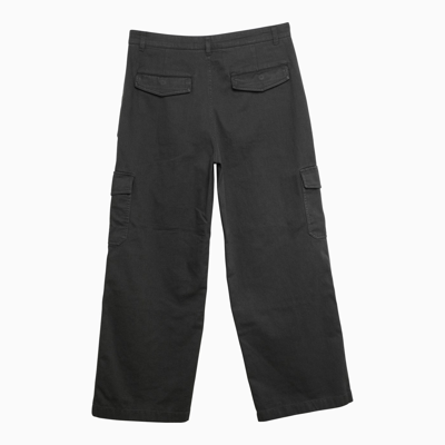 Shop Acne Studios Dark Grey Cotton Cargo Trousers
