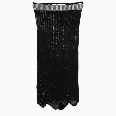 Shop Acne Studios White/black Cotton Blend Ribbed Midi Skirt