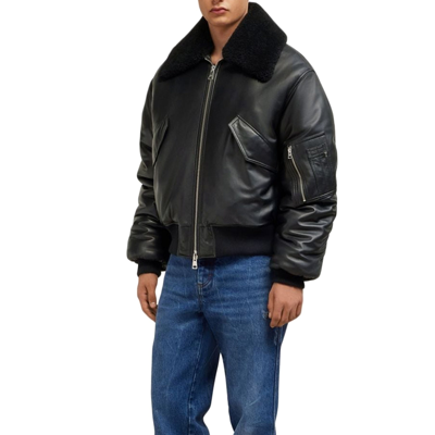 Shop Ami Alexandre Mattiussi Ami Paris Ami Paris Leather Bomber Jacket