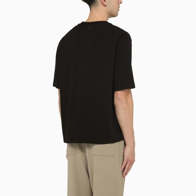 Shop Ami Alexandre Mattiussi Ami Paris Black Cotton T Shirt With Logo