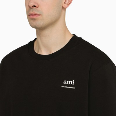 Shop Ami Alexandre Mattiussi Ami Paris Black Cotton T Shirt With Logo