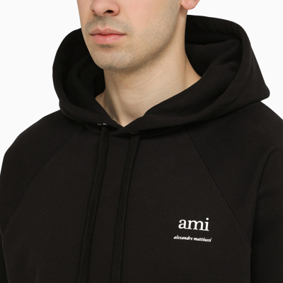 Shop Ami Alexandre Mattiussi Ami Paris Black Logoed Hoodie