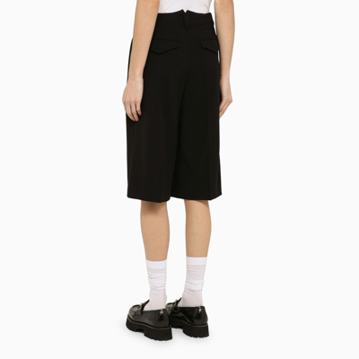 Shop Ami Alexandre Mattiussi Ami Paris Black Wool Blend Bermuda Shorts