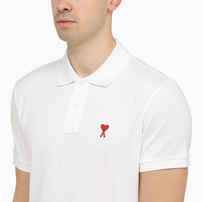 Shop Ami Alexandre Mattiussi Ami Paris White Ami De Coeur Polo Shirt