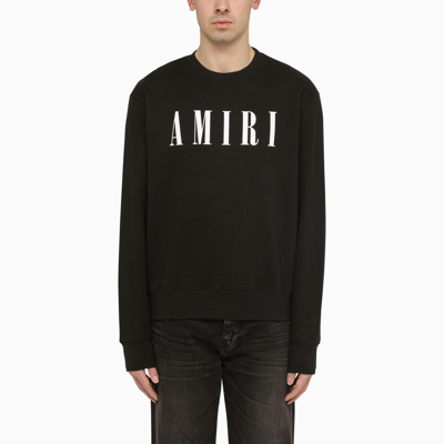 Shop Amiri Black Crewneck Sweatshirt With Logo