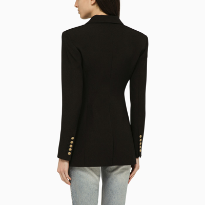 Shop Balmain Black Wool Single Breasted Jacket With Jewelled Buttons