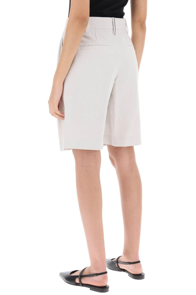 Shop Brunello Cucinelli Cotton Linen Shorts