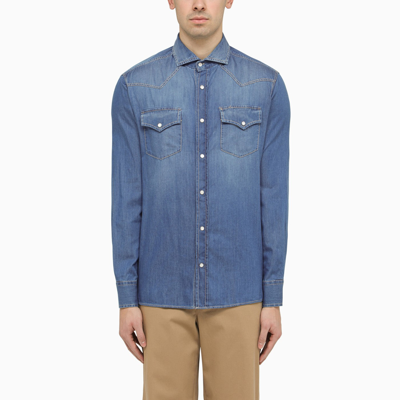 Shop Brunello Cucinelli French Denim Shirt